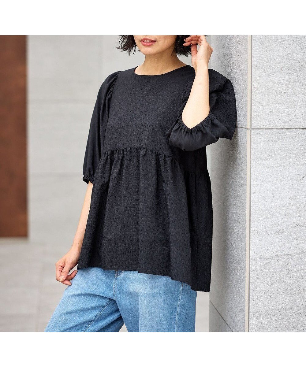 【エニー/ANY】の【WEB限定/洗濯機可】サッカーギャザーペプラムブラウス 人気、トレンドファッション・服の通販 founy(ファニー) ファッション Fashion レディースファッション Fashion for Women トップス・カットソー Cut & Sew Tops シャツ・ブラウス・オフィスカジュアル Elegant Blouses & Button-Ups おすすめ Recommended / Our Picks サッカー Seersucker, Summer Fabric デニム Denim, Jeans Material バランス Balance, Style Balance ペプラム Peplum, Flared Hem エレガント 上品 Elegant 夏 Summer 春 Spring S/S・春夏 SS, Spring/Summer, Warm Season other-1|ID: prp329100004267183 ipo3291000000034222321