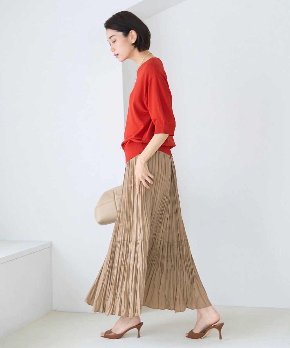 【アンフィーロ 自由区/UNFILO】のワッシャープリーツスカート インテリア・キッズ・メンズ・レディースファッション・服の通販 founy(ファニー) 　ファッション　Fashion　レディースファッション　Fashion for Women　スカート　Skirts　プリーツスカート / 上品フェミニンスタイル　Pleated Skirts　ティアード　Tiered, Tiered Style　プリーツ　Pleats, Pleated　ランダム　Random, Irregular　夏　Summer　春　Spring　S/S・春夏　SS, Spring/Summer, Warm Season　ベージュ|ID: prp329100004267233 ipo3291000000034211059