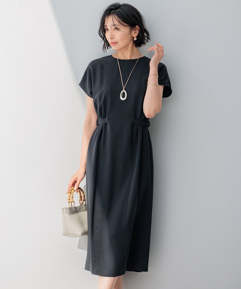 【23区/NIJYUSANKU】の【撥水加工/洗える】キューティクルストレッチツイル ワンピース インテリア・キッズ・メンズ・レディースファッション・服の通販 founy(ファニー) 　ファッション　Fashion　レディースファッション　WOMEN　ワンピース　Dress　春　Spring　洗える　Washable　半袖　Short Sleeve　S/S・春夏　Ss・Spring/Summer　おすすめ　Recommend　夏　Summer　2024年　2024　2024春夏・S/S　Ss,Spring/Summer,2024　エレガント 上品　Elegant　ダークネイビー系|ID: prp329100004267297 ipo3291000000031889045