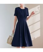 【ティアクラッセ/Tiaclasse】の【2TYPEスリーブ/半袖・ノースリーブ・洗える】タックフレアワンピース 半袖:ネイビー|ID: prp329100004268047 ipo3291000000031659063