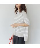 【自由区/JIYU-KU】の【SHIHOさん着用・WEB限定カラーあり・接触冷感・UVカット】クレープストレッチプルオーバー ニット ベージュ×オフボーダー|ID: prp329100004268546 ipo3291000000030804247