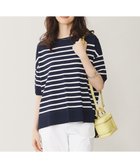 【自由区/JIYU-KU】の【SHIHOさん着用・WEB限定カラーあり・接触冷感・UVカット】クレープストレッチプルオーバー ニット ネイビー×オフボーダー|ID: prp329100004268546 ipo3291000000030804248