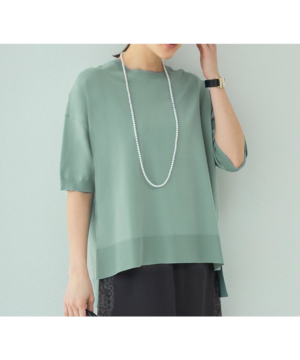 【自由区/JIYU-KU】の【SHIHOさん着用・WEB限定カラーあり・接触冷感・UVカット】クレープストレッチプルオーバー ニット インテリア・キッズ・メンズ・レディースファッション・服の通販 founy(ファニー) 　ファッション　Fashion　レディースファッション　WOMEN　トップス・カットソー　Tops/Tshirt　ニット　Knit Tops　プルオーバー　Pullover　インナー　Inner　エレガント 上品　Elegant　春　Spring　ジャケット　Jacket　ストレッチ　Stretch　セーター　Sweater　ドレープ　Drape　ボーダー　Border　S/S・春夏　Ss・Spring/Summer　夏　Summer　[新色]フロスティグリーン|ID: prp329100004268546 ipo3291000000031708935