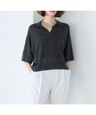 【アンフィーロ 自由区/UNFILO】の【洗える/接触冷感】フロスティコットン スキッパーニット チャコール|ID: prp329100004269422 ipo3291000000031880063