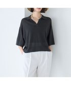 【アンフィーロ 自由区/UNFILO】の【洗える/接触冷感】フロスティコットン スキッパーニット チャコール|ID: prp329100004269422 ipo3291000000032550949
