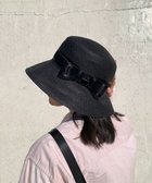 【ジェネラルデザインストア/general design store】の【UV/サイズ調整可/MANIERA】ペーパーブレードボーダーリボンハット BLACK|ID: prp329100004271400 ipo3291000000029703375