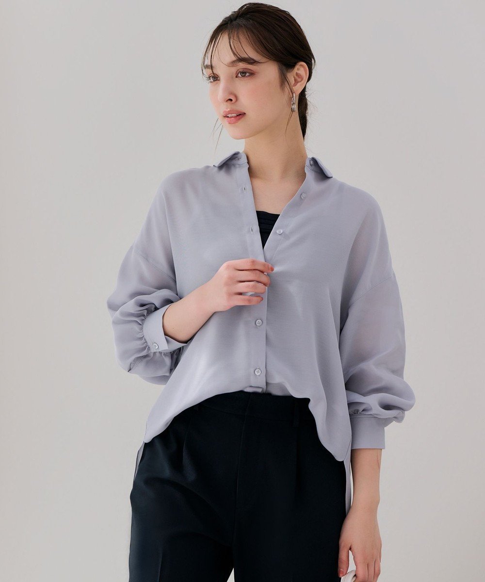 【エニィ スィス/any SiS】の【接触冷感】シアー ブラウス インテリア・キッズ・メンズ・レディースファッション・服の通販 founy(ファニー) 　ファッション　Fashion　レディースファッション　Fashion for Women　トップス・カットソー　Cut & Sew Tops　シャツ・ブラウス・オフィスカジュアル　Elegant Blouses & Button-Ups　おすすめ　Recommended / Our Picks　キャミソール　Camisole, Spaghetti Strap Top　シアー　Sheer, See-Through　タンク　Tank Top, Sleeveless Top　トレンド　Trend, Trending Now　フェミニン　Feminine, Girly　エレガント 上品　Elegant　夏　Summer　春　Spring　S/S・春夏　SS, Spring/Summer, Warm Season　ライトブルー|ID: prp329100004271412 ipo3291000000033606024