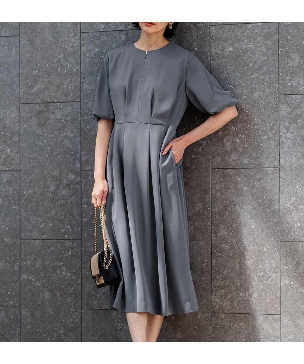 【23区/NIJYUSANKU】の【洗える】エフォートレスダブルクロス バルーンスリーブ ワンピース 人気、トレンドファッション・服の通販 founy(ファニー) 　ファッション　Fashion　レディースファッション　WOMEN　ワンピース　Dress　2024年　2024　2024春夏・S/S　Ss,Spring/Summer,2024　サテン　Satin　シンプル　Simple　スリーブ　Sleeve　バルーン　Balloon　フロント　Front　夏　Summer　春　Spring　S/S・春夏　Ss・Spring/Summer　洗える　Washable　雑誌　Magazine　 other-1|ID: prp329100004271548 ipo3291000000031951033