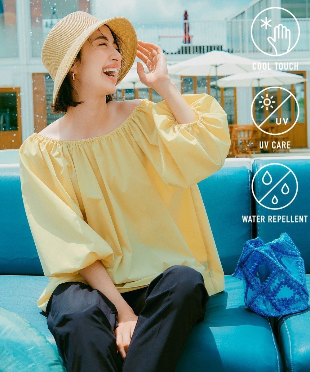 【アンフィーロ 自由区/UNFILO】の【撥水/軽量/UVケア】FINE MOVE 2WAYギャザーブラウス 人気、トレンドファッション・服の通販 founy(ファニー) 　ファッション　Fashion　レディースファッション　Fashion for Women　トップス・カットソー　Cut & Sew Tops　シャツ・ブラウス・オフィスカジュアル　Elegant Blouses & Button-Ups　春　Spring　洗える　Machine Washable　ギャザー　Gathered, Ruffled　軽量　Lightweight, Ultra Light　ストレッチ　Stretch, Stretchy Fabric　タフタ　Taffeta, Structured Fabric　デニム　Denim, Jeans Material　トレンド　Trend, Trending Now　フィット　Fit, Slim Fit　フェミニン　Feminine, Girly　ボトム　Bottoms, Lower Wear　ラウンド　Round, Round Neck　リボン　Ribbon, Bow　S/S・春夏　SS, Spring/Summer, Warm Season　おすすめ　Recommended / Our Picks　夏　Summer　エレガント 上品　Elegant　 other-1|ID: prp329100004271775 ipo3291000000032297173
