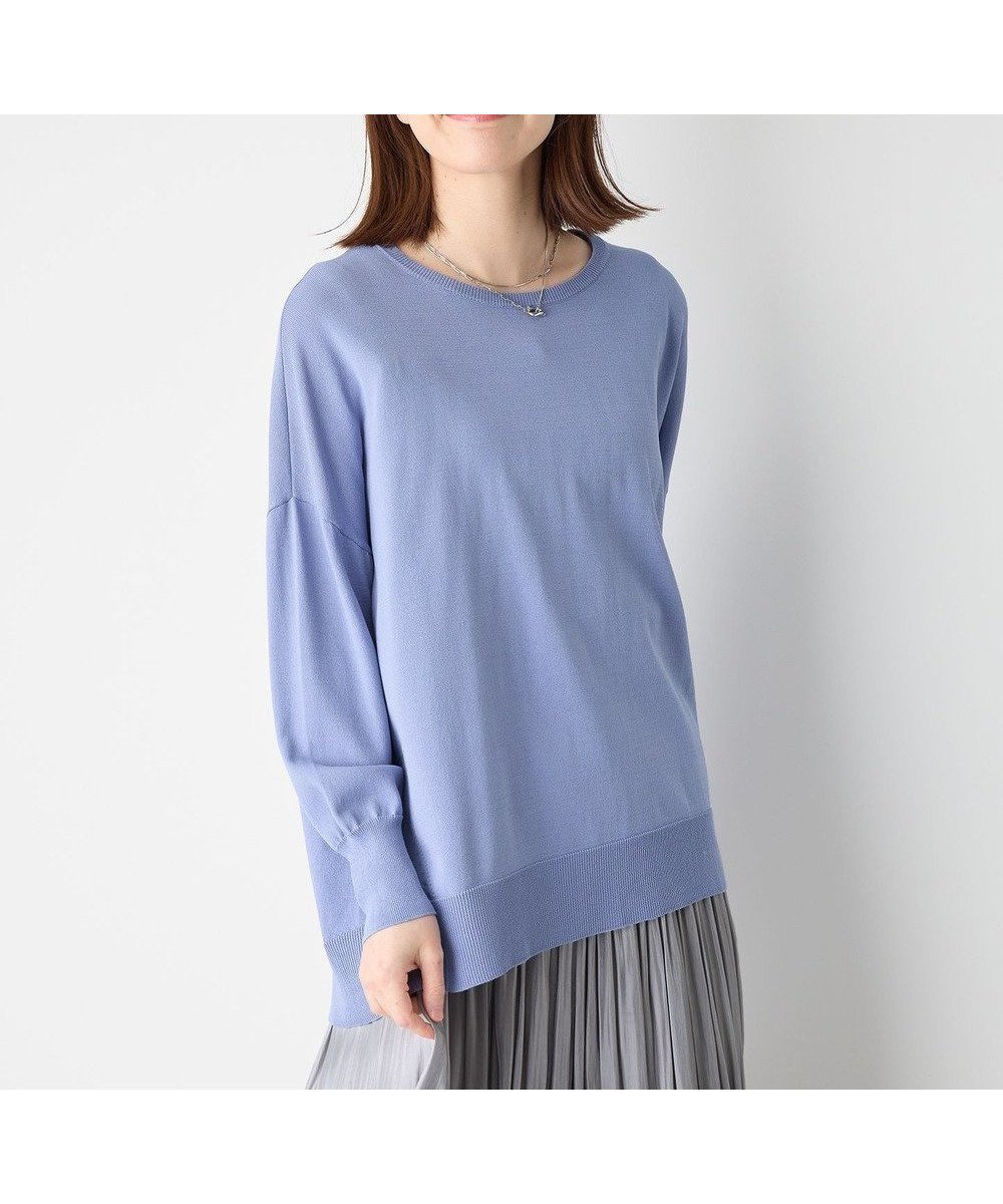 【エニー/ANY】の【洗濯機可/接触冷感/UVカット】ゆるチュニックニット インテリア・キッズ・メンズ・レディースファッション・服の通販 founy(ファニー) 　ファッション　Fashion　レディースファッション　Fashion for Women　トップス・カットソー　Cut & Sew Tops　ニット　Knit Tops & Sweaters　セーター　Sweater, Knitwear　チュニック　Tunic, Long Top　デニム　Denim, Jeans Material　夏　Summer　春　Spring　S/S・春夏　SS, Spring/Summer, Warm Season　サックス|ID: prp329100004271824 ipo3291000000033709947