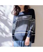 【エニー/ANY】の【洗濯機可/接触冷感/UVカット】ゆるチュニックニット ネイビー×エクリュ|ID: prp329100004271824 ipo3291000000034201526