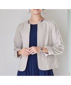 【ティアクラッセ/Tiaclasse】の【新色追加・洗える】麻調薄地キーネックジャケット グレージュ|ID: prp329100004271880 ipo3291000000031450947