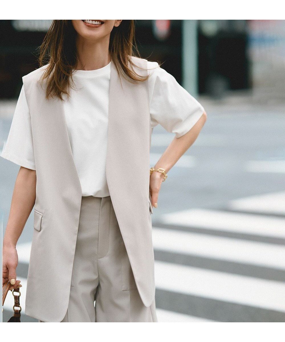 【アンフィーロ 自由区/UNFILO】のTENNEN TOUCH ミドルジレ インテリア・キッズ・メンズ・レディースファッション・服の通販 founy(ファニー) ファッション Fashion レディースファッション Fashion for Women アウター Coat / Outerwear Collection トップス・カットソー Cut & Sew Tops ベスト&ジレ / 重ね着スタイル Vests & Gilets ウォッシャブル Machine Washable 春 Spring 洗える Machine Washable ジャケット Jacket, Outerwear ストレッチ Stretch, Stretchy Fabric セットアップ Set-Up, Coordinated Outfit ベスト Vest, Waistcoat ワイド Wide, Wide Fit S/S・春夏 SS, Spring/Summer, Warm Season おすすめ Recommended / Our Picks 夏 Summer ベージュ|ID: prp329100004272279 ipo3291000000033349035