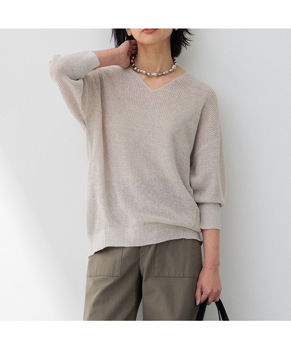 【23区/NIJYUSANKU】の【洗える】ピュアリネン Vネック ニット インテリア・キッズ・メンズ・レディースファッション・服の通販 founy(ファニー) 　ファッション　Fashion　レディースファッション　Fashion for Women　トップス・カットソー　Cut & Sew Tops　ニット　Knit Tops & Sweaters　Vネックトップス　V-Neck Tops / V-Cut Neckline Shirts　オレンジ　Orange　春　Spring　洗える　Machine Washable　畦　Ribbed Knit　スリット　Slit, Slit Detail　スリーブ　Sleeve, Long Sleeve / Short Sleeve　セーター　Sweater, Knitwear　ベスト　Vest, Waistcoat　リネン　Linen, Linen Fabric　リラックス　Relax, Relaxed Fit　ワイド　Wide, Wide Fit　S/S・春夏　SS, Spring/Summer, Warm Season　夏　Summer　2024年　2024　2024春夏・S/S　Spring/Summer 2024 SS24　ブラウン系5|ID: prp329100004272429 ipo3291000000029683153