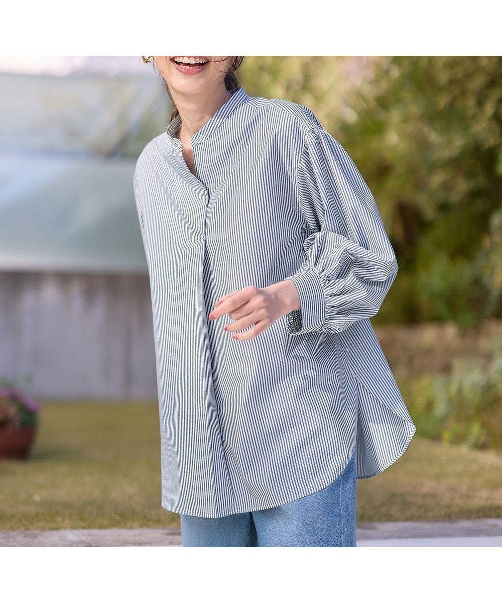 【エニー/ANY】の【WEB限定】【UVカット/抗菌防臭/速乾】エニィファンクション スキッパーブラウス インテリア・キッズ・メンズ・レディースファッション・服の通販 founy(ファニー) 　ファッション　Fashion　レディースファッション　Fashion for Women　トップス・カットソー　Cut & Sew Tops　シャツ・ブラウス・オフィスカジュアル　Elegant Blouses & Button-Ups　インナー　Innerwear　シャーリング　Shirring, Ruched　スキッパー　Skipper, Open Collar　スリーブ　Sleeve, Long Sleeve / Short Sleeve　セレモニー　Ceremony　デニム　Denim, Jeans Material　バルーン　Balloon, Balloon Silhouette　人気　Popular, Best Seller　夏　Summer　抗菌　Antibacterial, Bacteria-Resistant　春　Spring　S/S・春夏　SS, Spring/Summer, Warm Season　ロンスト|ID: prp329100004272555 ipo3291000000033714120