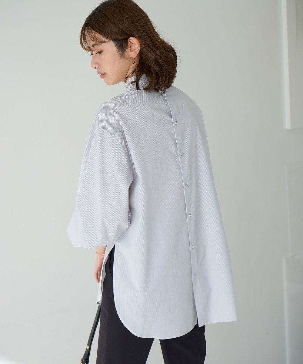 【アンフィーロ 自由区/UNFILO】のハイネックブラウス インテリア・キッズ・メンズ・レディースファッション・服の通販 founy(ファニー) ファッション Fashion レディースファッション Fashion for Women トップス・カットソー Cut & Sew Tops シャツ・ブラウス・オフィスカジュアル Elegant Blouses & Button-Ups 春 Spring 洗える Machine Washable カフス Cuff Design ギャザー Gathered, Ruffled 吸水 Absorbent, Quick-Dry シャーリング Shirring, Ruched シンプル Simple, Minimal スリーブ Sleeve, Long Sleeve / Short Sleeve ドレープ Drape, Draping Fabric ハイネック High Neck, Mock Neck ボトム Bottoms, Lower Wear S/S・春夏 SS, Spring/Summer, Warm Season おすすめ Recommended / Our Picks 夏 Summer オフ×ブラックストライプ|ID: prp329100004272723 ipo3291000000033647957