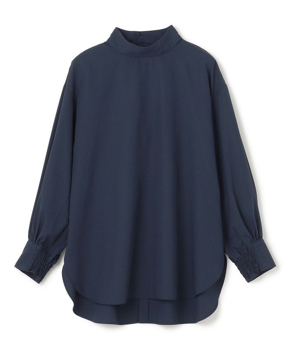 【アンフィーロ 自由区/UNFILO】のハイネックブラウス インテリア・キッズ・メンズ・レディースファッション・服の通販 founy(ファニー) 　ファッション　Fashion　レディースファッション　Fashion for Women　トップス・カットソー　Cut & Sew Tops　シャツ・ブラウス・オフィスカジュアル　Elegant Blouses & Button-Ups　春　Spring　洗える　Machine Washable　カフス　Cuff Design　ギャザー　Gathered, Ruffled　吸水　Absorbent, Quick-Dry　シャーリング　Shirring, Ruched　シンプル　Simple, Minimal　スリーブ　Sleeve, Long Sleeve / Short Sleeve　ドレープ　Drape, Draping Fabric　ハイネック　High Neck, Mock Neck　ボトム　Bottoms, Lower Wear　S/S・春夏　SS, Spring/Summer, Warm Season　おすすめ　Recommended / Our Picks　夏　Summer　[WEB限定]ネイビー|ID: prp329100004272723 ipo3291000000033647959