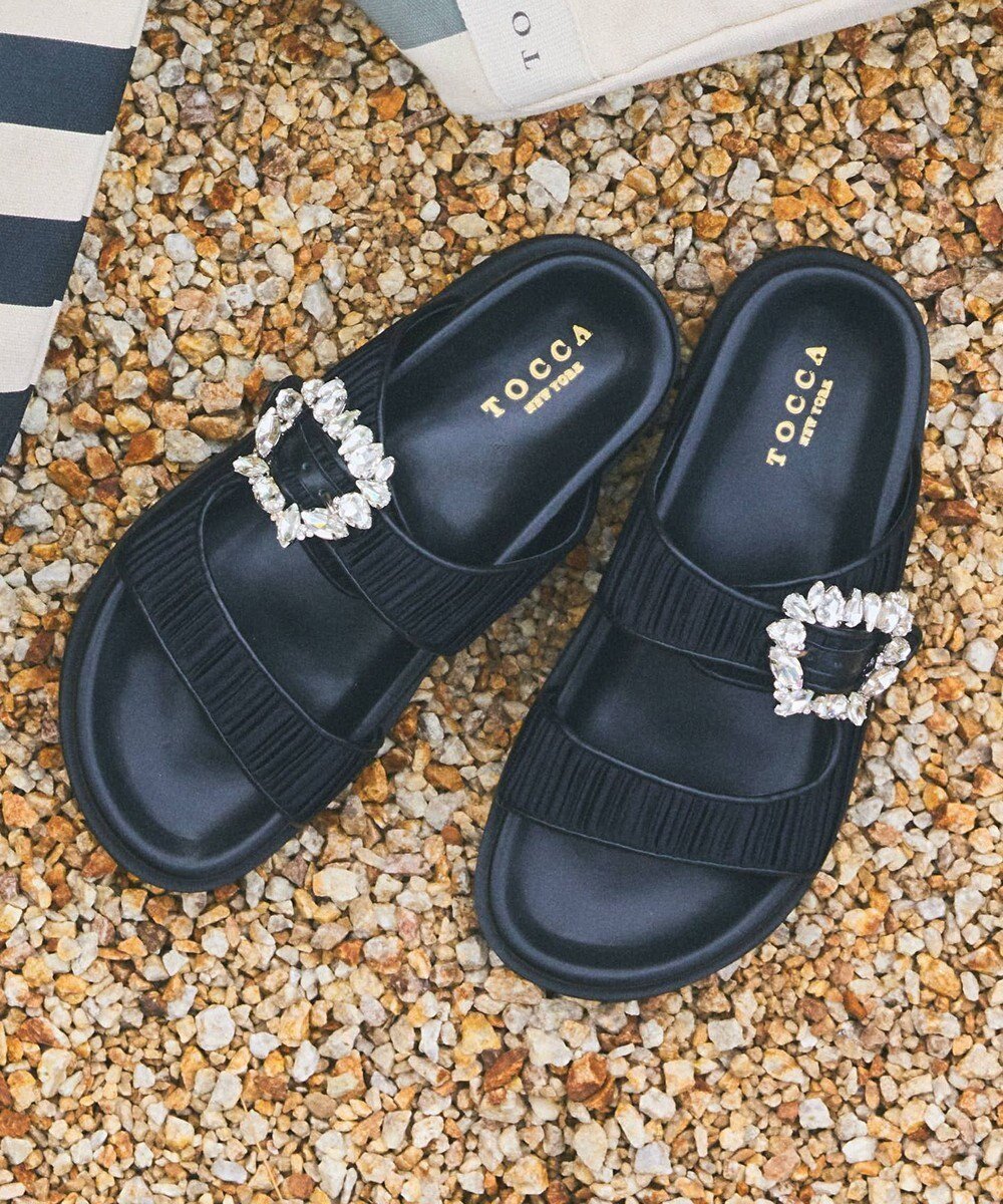 【トッカ/TOCCA】のBIJOUX SPORTS SANDALS サンダル インテリア・キッズ・メンズ・レディースファッション・服の通販 founy(ファニー) 　ファッション　Fashion　レディースファッション　WOMEN　スポーツウェア　Sportswear　サンダル / ミュール　Sandals　2024年　2024　2024春夏・S/S　Ss,Spring/Summer,2024　カッティング　Cutting　サテン　Satin　サンダル　Sandals　ストーン　Stone　スポーツ　Sports　ビジュー　Bijou　リュクス　Luxe　再入荷　Restock/Back In Stock/Re Arrival　夏　Summer　春　Spring　S/S・春夏　Ss・Spring/Summer　ブラック系|ID: prp329100004273344 ipo3291000000029707481