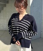 【アンフィーロ 自由区/UNFILO】の【洗える/抗菌防臭】マイビューティ スキッパーニット ネイビー×アイボリー|ID: prp329100004274474 ipo3291000000031964541