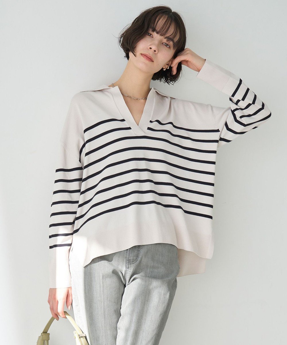 【アンフィーロ 自由区/UNFILO】のマイビューティ スキッパーニット インテリア・キッズ・メンズ・レディースファッション・服の通販 founy(ファニー) ファッション Fashion レディースファッション Fashion for Women トップス・カットソー Cut & Sew Tops ニット Knit Tops & Sweaters インナー Innerwear ウォッシャブル Machine Washable 春 Spring 洗える Machine Washable カーディガン Cardigan, Knitwear 今季 This Season, Current Season 抗菌 Antibacterial, Bacteria-Resistant スキッパー Skipper, Open Collar セーター Sweater, Knitwear ツイスト Tweed, Tweed Fabric トレンド Trend, Trending Now ヘムライン Hemline, Bottom Cut マニッシュ Mannish, Boyish S/S・春夏 SS, Spring/Summer, Warm Season 夏 Summer アイボリー×ブラック|ID: prp329100004274474 ipo3291000000033713790