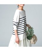 【アンフィーロ 自由区/UNFILO】の【洗える/抗菌防臭】マイビューティニット ボートネック オフ×ネイビー|ID: prp329100004274476 ipo3291000000031876671