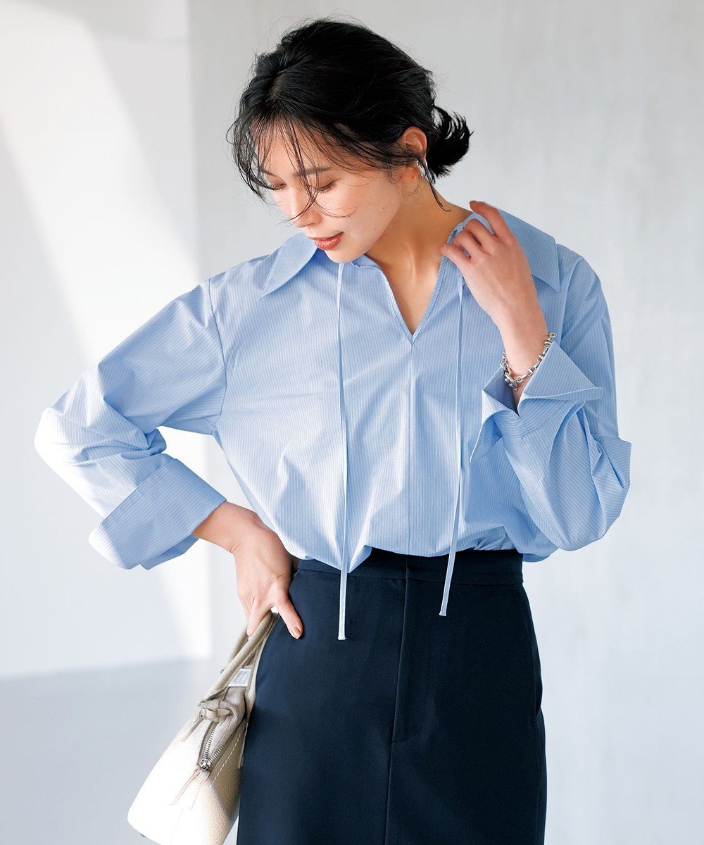 【アンフィーロ 自由区/UNFILO】の【イージーケア】スキッパーロングシャツ 人気、トレンドファッション・服の通販 founy(ファニー) 　ファッション　Fashion　レディースファッション　WOMEN　トップス・カットソー　Tops/Tshirt　シャツ/ブラウス　Shirts/Blouses　春　Spring　カフス　Cuffs　スキッパー　Skipper　スラックス　Slacks　スリム　Slim　ミックス　Mix　ロング　Long　ワイド　Wide　S/S・春夏　Ss・Spring/Summer　おすすめ　Recommend　夏　Summer　 other-1|ID: prp329100004274482 ipo3291000000031876530