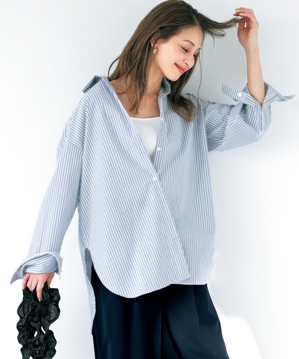 【アンフィーロ 自由区/UNFILO】のオーバーシャツ インテリア・キッズ・メンズ・レディースファッション・服の通販 founy(ファニー) ファッション Fashion レディースファッション Fashion for Women トップス・カットソー Cut & Sew Tops シャツ・ブラウス・オフィスカジュアル Elegant Blouses & Button-Ups ミックス Mix, Mixed Style 夏 Summer 春 Spring S/S・春夏 SS, Spring/Summer, Warm Season 羽織 Haori, Light Jacket ネイビーストライプ|ID: prp329100004274483 ipo3291000000033713172