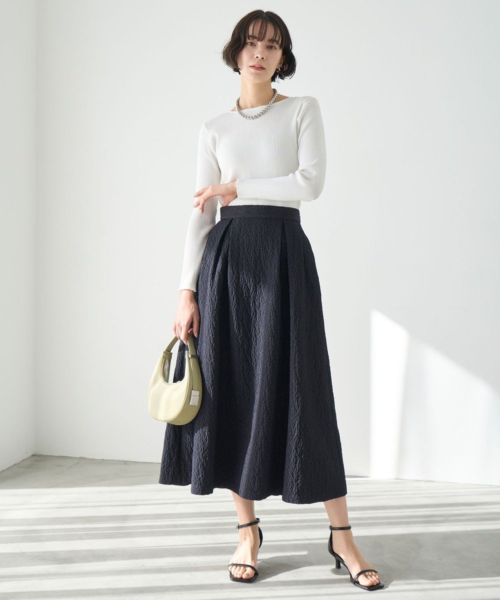 【アンフィーロ 自由区/UNFILO】のフクレジャガード ボリュームスカート インテリア・キッズ・メンズ・レディースファッション・服の通販 founy(ファニー) 　ファッション　Fashion　レディースファッション　Fashion for Women　スカート　Skirts　トレンド　Trend, Trending Now　夏　Summer　春　Spring　S/S・春夏　SS, Spring/Summer, Warm Season　洗える　Machine Washable　ネイビー|ID: prp329100004274485 ipo3291000000033712793