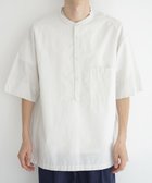 【ホワイトメイルズ/WHITE MAILS】の【UNISEX】COTTON PAPER POPLIN BAND COLLAR PULLOVER シャツ オフホワイト|ID: prp329100004274823 ipo3291000000029709434