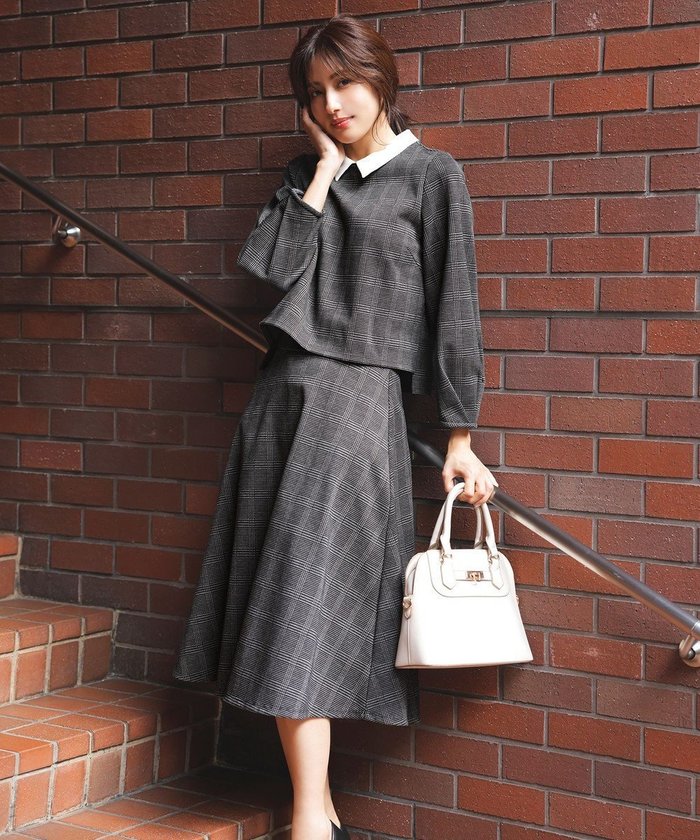 【エニィ スィス/any SiS】の【WEB・一部店舗限定】カットジャカード襟付き2WAY セットアップ インテリア・キッズ・メンズ・レディースファッション・服の通販 founy(ファニー) https://founy.com/ ファッション Fashion レディースファッション Fashion for Women ワンピース Dresses ジャカード／ジャガード Jacquard, Woven Pattern ストレッチ Stretch, Stretchy Fabric セットアップ Set-Up, Coordinated Outfit チェック Check, Plaid, Tartan トレンド Trend, Trending Now 人気 Popular, Best Seller バランス Balance, Style Balance フレア Flare, Flared 無地 Plain, Solid Color A/W・秋冬 Autumn/Winter おすすめ Recommended / Our Picks |ID: prp329100004274897 ipo3291000000034282567