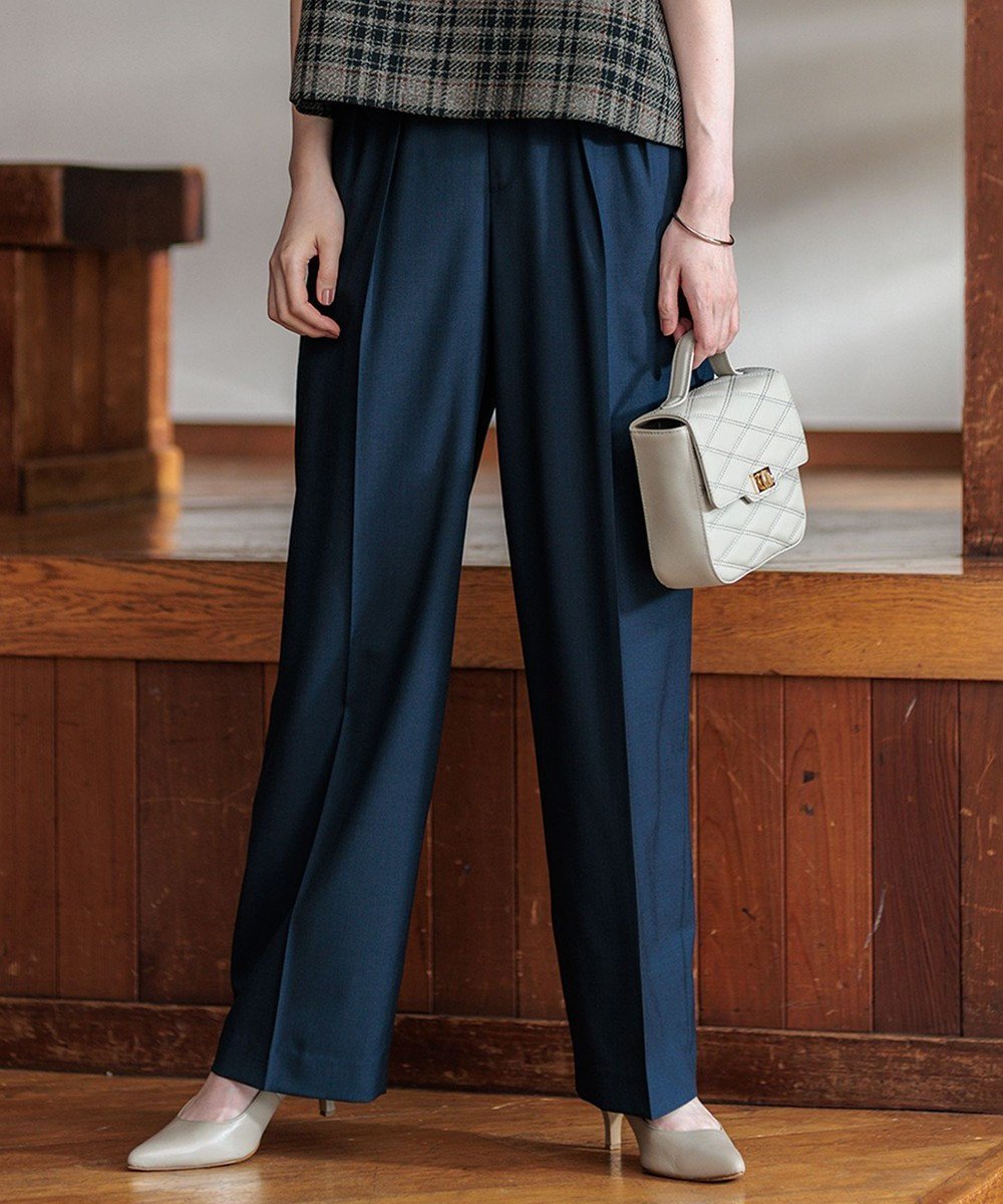 【23区/NIJYUSANKU】のTWマットクロス ワイドパンツ インテリア・キッズ・メンズ・レディースファッション・服の通販 founy(ファニー) 　ファッション　Fashion　レディースファッション　Fashion for Women　パンツ　Pants & Trousers　ストレッチ　Stretch, Stretchy Fabric　セットアップ　Set-Up, Coordinated Outfit　トレンド　Trend, Trending Now　フロント　Front, Front Design　ブルゾン　Blouson, Bomber Jacket　ベーシック　Basic, Essential　ワイド　Wide, Wide Fit　A/W・秋冬　Autumn/Winter　冬　Winter / This Winter　おすすめ　Recommended / Our Picks　2024年　2024　2024-2025秋冬・A/W　Autumn/Winter 2024–25 AW24–25　ネイビー系|ID: prp329100004275177 ipo3291000000033640672