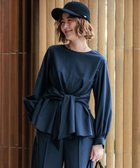 【23区/NIJYUSANKU】の【CLASSY.10月号掲載/洗える】TWマットクロス ペプラム ブラウス ネイビー系|ID: prp329100004275184 ipo3291000000032551271