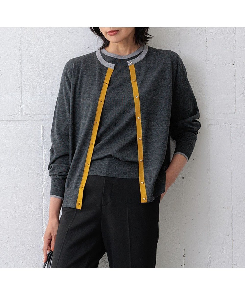 【23区/NIJYUSANKU】の【洗える】サステナブルウール バイカラー カーディガン インテリア・キッズ・メンズ・レディースファッション・服の通販 founy(ファニー) 　ファッション　Fashion　レディースファッション　Fashion for Women　トップス・カットソー　Cut & Sew Tops　カーディガン・羽織り　Layered Style Cardigans　イタリア　Italy　洗える　Machine Washable　カーディガン　Cardigan, Knitwear　コレクション　Collection, Seasonal Line　フロント　Front, Front Design　ベーシック　Basic, Essential　半袖　Short Sleeve, Half Sleeve　モダン　Modern, Contemporary　A/W・秋冬　Autumn/Winter　冬　Winter / This Winter　おすすめ　Recommended / Our Picks　2024年　2024　2024-2025秋冬・A/W　Autumn/Winter 2024–25 AW24–25　グレー系1|ID: prp329100004275295 ipo3291000000034297097