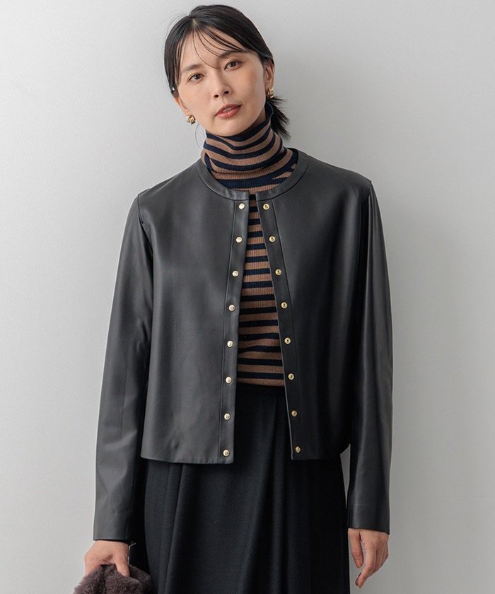 【23区/NIJYUSANKU】のラムレザー ノーカラージャケット インテリア・キッズ・メンズ・レディースファッション・服の通販 founy(ファニー) https://founy.com/ ファッション Fashion レディースファッション WOMEN アウター Coat Outerwear ジャケット Jackets ノーカラージャケット No Collar Leather Jackets コンパクト Compact シンプル Simple ジャケット Jacket ドット Dot フロント Front A/W・秋冬 Aw・Autumn/Winter・Fw・Fall-Winter 冬 Winter 2024年 2024 2024-2025秋冬・A/W Aw/Autumn/Winter/Fw/Fall/2024-2025 |ID: prp329100004275299 ipo3291000000031980604