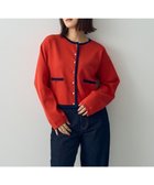 【イェッカ ヴェッカ/YECCA VECCA】の配色トリミングニットジャケット Red|ID: prp329100004275389 ipo3291000000030010563