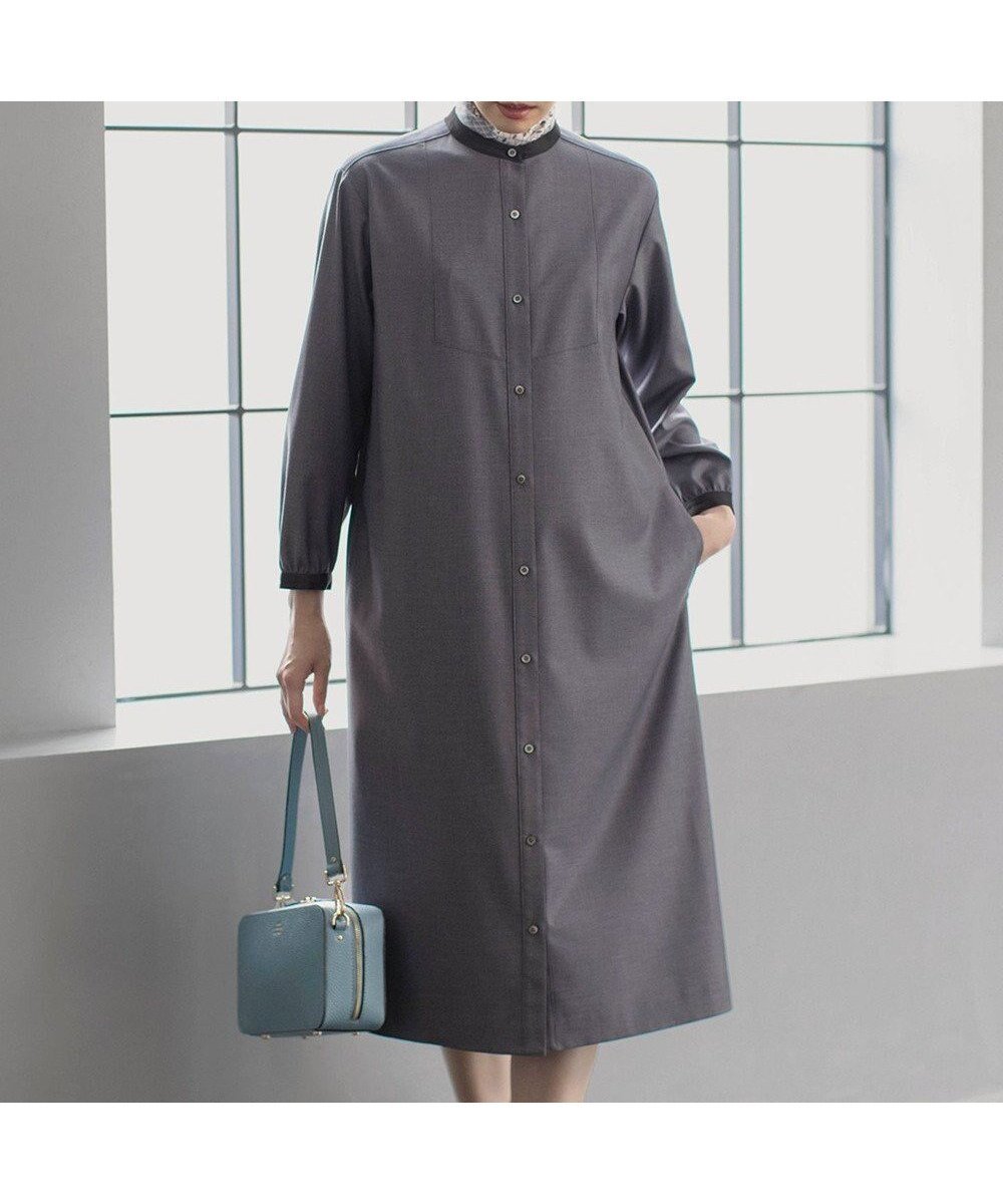 【ジェイ プレス/J.PRESS】の【洗える】T/Rウォッシャブルギャバ バンドカラー ワンピース 人気、トレンドファッション・服の通販 founy(ファニー) 　ファッション　Fashion　レディースファッション　Fashion for Women　ワンピース　Dresses　カフス　Cuff Design　ギャザー　Gathered, Ruffled　クラシック　Classic, Timeless Style　コンパクト　Compact, Small Size　シンプル　Simple, Minimal　ストール　Stole, Wrap　フェミニン　Feminine, Girly　ブルゾン　Blouson, Bomber Jacket　ポケット　Pocket, Pocket Detail　エレガント 上品　Elegant　洗える　Machine Washable　A/W・秋冬　Autumn/Winter　 other-1|ID: prp329100004275435 ipo3291000000033357788