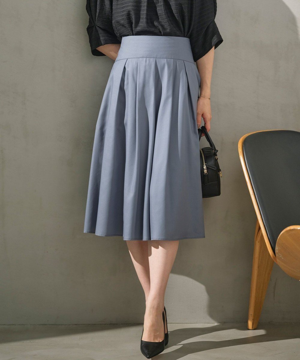 【組曲/KUMIKYOKU】のタックフレアカラースカート インテリア・キッズ・メンズ・レディースファッション・服の通販 founy(ファニー) 　ファッション　Fashion　レディースファッション　Fashion for Women　スカート　Skirts　エレガント 上品　Elegant　シェイプ　Shape, Slim Fit　シャーリング　Shirring, Ruched　ドレープ　Drape, Draping Fabric　フレア　Flare, Flared　ヨーク　Yoke, Yoke Design　A/W・秋冬　Autumn/Winter　ブルーグレー系|ID: prp329100004275454 ipo3291000000035325285