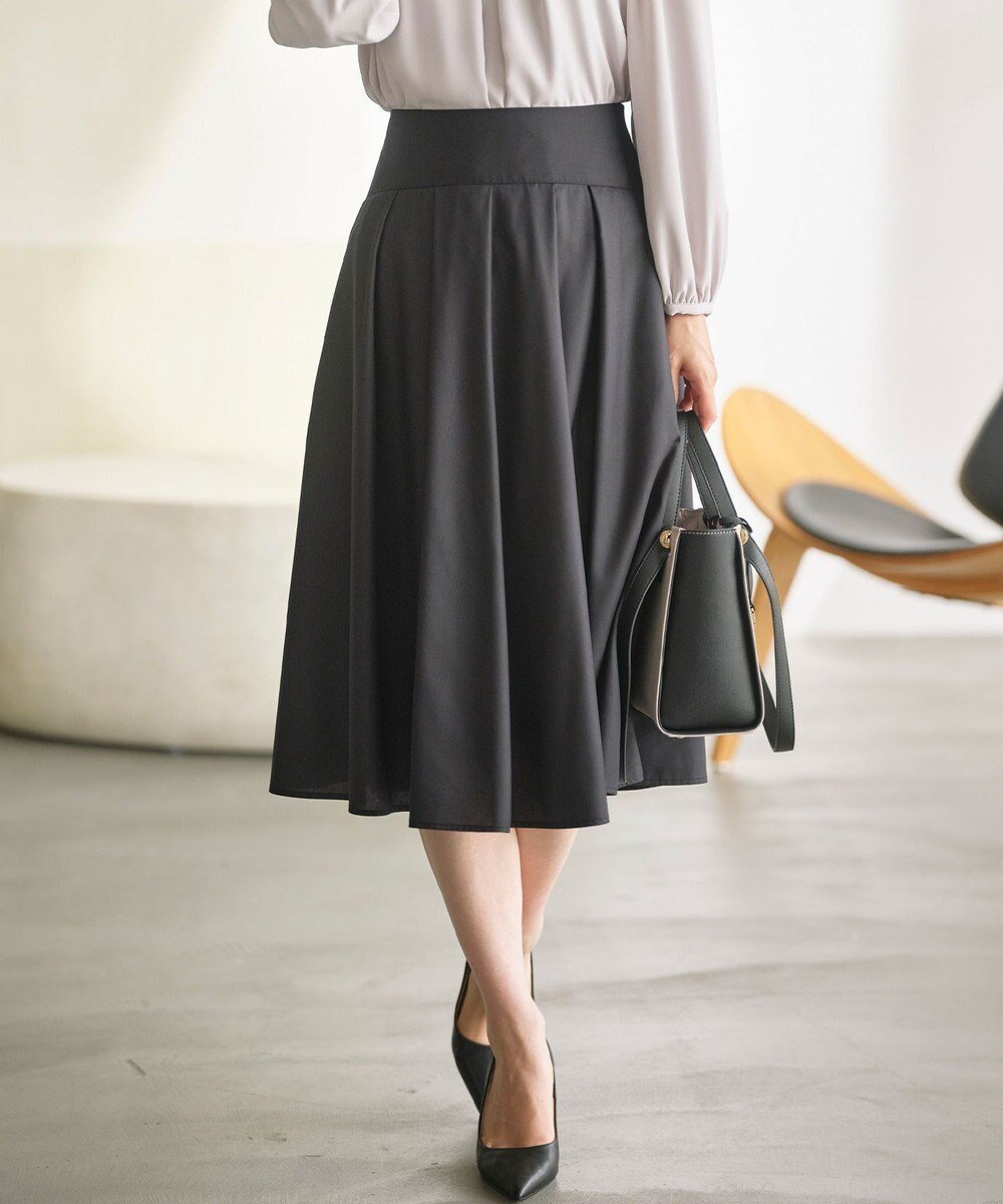 【組曲/KUMIKYOKU】のタックフレアカラースカート インテリア・キッズ・メンズ・レディースファッション・服の通販 founy(ファニー) 　ファッション　Fashion　レディースファッション　Fashion for Women　スカート　Skirts　エレガント 上品　Elegant　シェイプ　Shape, Slim Fit　シャーリング　Shirring, Ruched　ドレープ　Drape, Draping Fabric　フレア　Flare, Flared　ヨーク　Yoke, Yoke Design　A/W・秋冬　Autumn/Winter　ブラック系|ID: prp329100004275454 ipo3291000000035325287