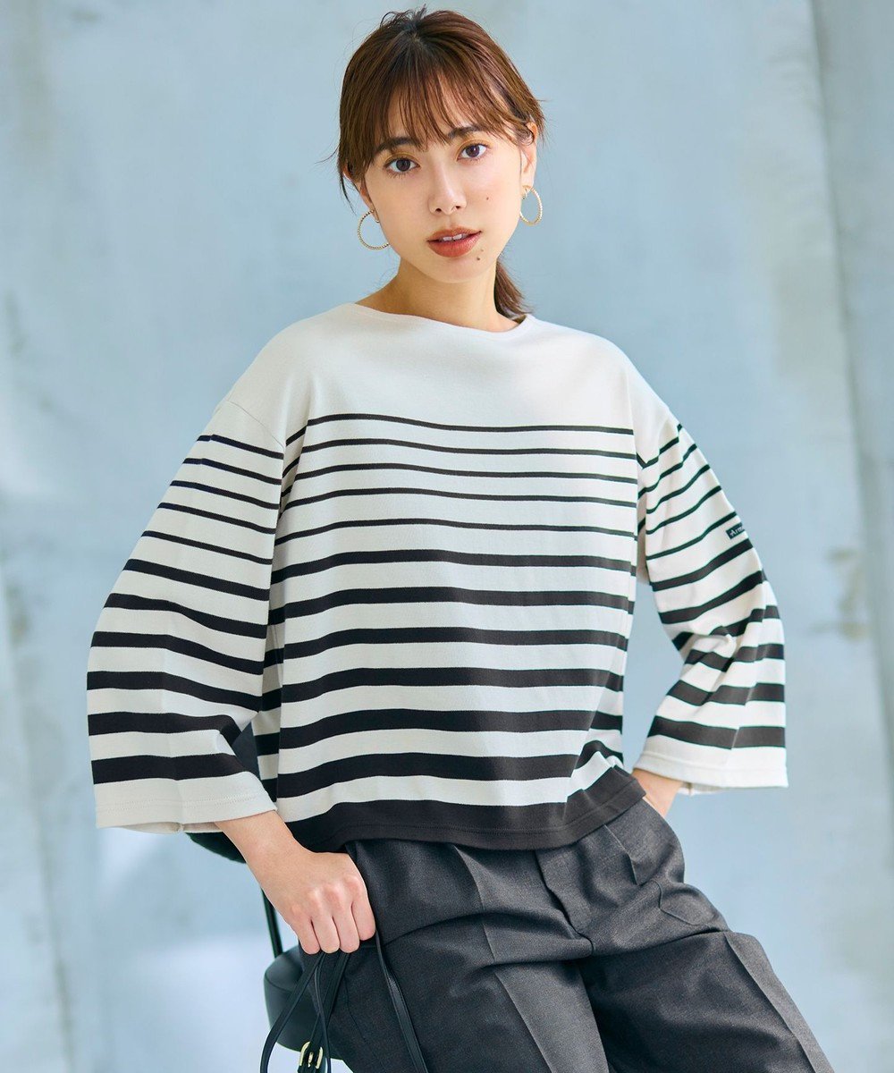 【23区/NIJYUSANKU】の【洗える】Armor-lux ベルスリーブボーダー カットソー インテリア・キッズ・メンズ・レディースファッション・服の通販 founy(ファニー) 　ファッション　Fashion　レディースファッション　WOMEN　トップス・カットソー　Tops/Tshirt　シャツ/ブラウス　Shirts/Blouses　ロング / Tシャツ　T-Shirts　カットソー　Cut and Sewn　インナー　Inner　洗える　Washable　カットソー　Cut And Sew　クロップド　Cropped　グラデーション　Gradation　ジャージー　Jersey　スリーブ　Sleeve　定番　Standard　人気　Popularity　バスク　Basque　バランス　Balance　フランス　France　ボーダー　Border　ワーク　Work　A/W・秋冬　Aw・Autumn/Winter・Fw・Fall-Winter　冬　Winter　再入荷　Restock/Back In Stock/Re Arrival　2024年　2024　2024-2025秋冬・A/W　Aw/Autumn/Winter/Fw/Fall/2024-2025　ベージュ×ブラック|ID: prp329100004275498 ipo3291000000031971317