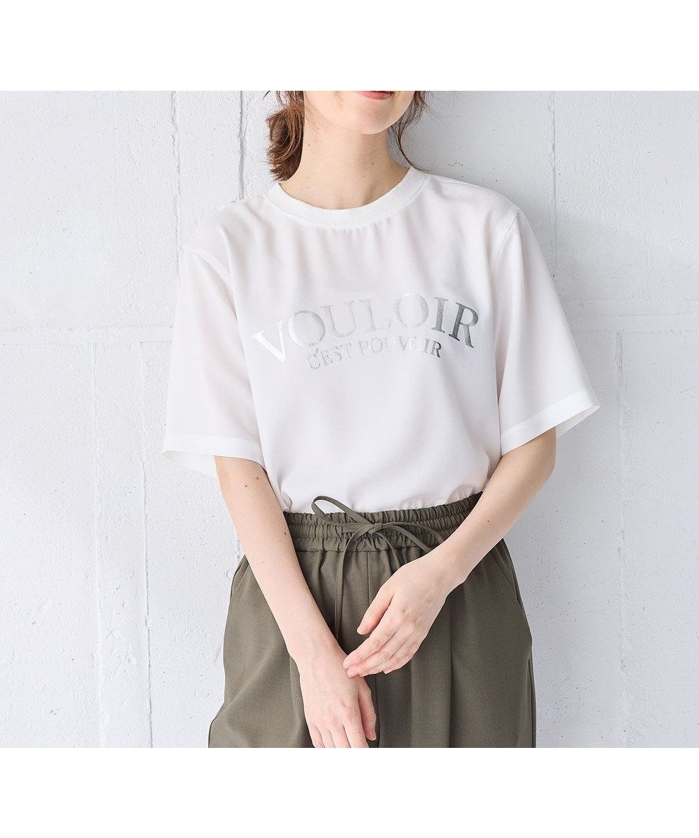 【エニィファム/any FAM】の【WEB限定/UVカット/吸水速乾/接触冷感】ジョーゼットロゴ半袖Tシャツ インテリア・キッズ・メンズ・レディースファッション・服の通販 founy(ファニー) 　ファッション　Fashion　レディースファッション　Fashion for Women　トップス・カットソー　Cut & Sew Tops　シャツ・ブラウス・オフィスカジュアル　Elegant Blouses & Button-Ups　ロングTシャツ・Tシャツ　Longline T-Shirts & Tees　カットソー・ベーシックTシャツ　Cut-and-Sewn Tops / Stretch Tees & Basics　おすすめ　Recommended / Our Picks　インナー　Innerwear　カットソー　Cut and Sewn Top　ジャケット　Jacket, Outerwear　ジョーゼット　Georgette, Semi-Sheer Fabric　ストレッチ　Stretch, Stretchy Fabric　デニム　Denim, Jeans Material　プリント　Print, Printed Pattern　再入荷　Restock / Back in Stock　半袖　Short Sleeve, Half Sleeve　吸水　Absorbent, Quick-Dry　夏　Summer　春　Spring　S/S・春夏　SS, Spring/Summer, Warm Season　オフ|ID: prp329100004275523 ipo3291000000033385390