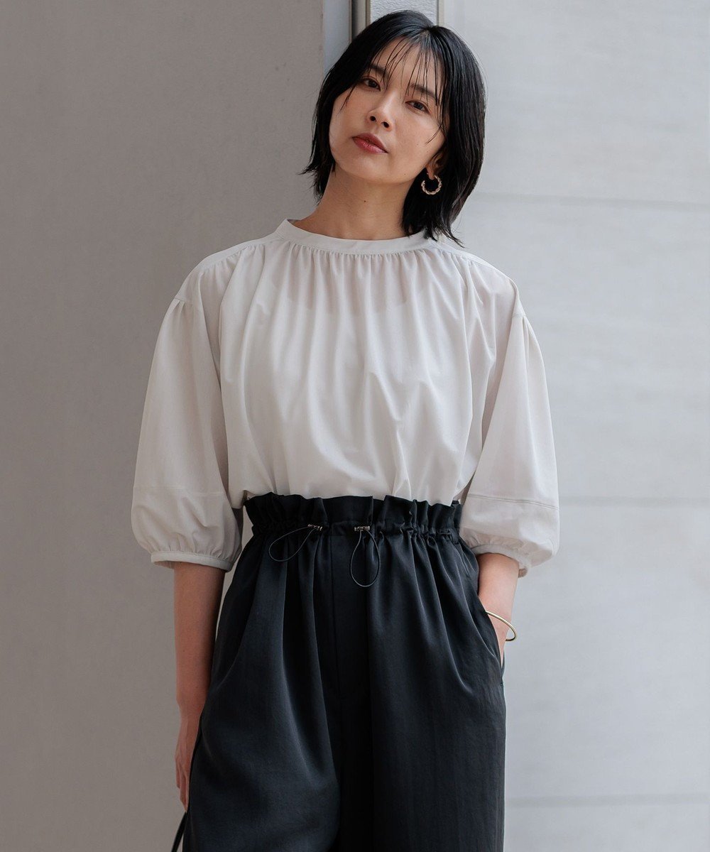 【23区/NIJYUSANKU】の【新色追加/洗える】クリアトリコットジャージー ギャザーデザイン カットソー インテリア・キッズ・メンズ・レディースファッション・服の通販 founy(ファニー) 　ファッション　Fashion　レディースファッション　Fashion for Women　トップス・カットソー　Cut & Sew Tops　シャツ・ブラウス・オフィスカジュアル　Elegant Blouses & Button-Ups　ロングTシャツ・Tシャツ　Longline T-Shirts & Tees　カットソー・ベーシックTシャツ　Cut-and-Sewn Tops / Stretch Tees & Basics　インナー　Innerwear　エアリー　Airy Texture　洗える　Machine Washable　カットソー　Cut and Sewn Top　ギャザー　Gathered, Ruffled　サロペット　Overalls, Salopette　シアー　Sheer, See-Through　ビスチェ　Bustier, Corset Top　A/W・秋冬　Autumn/Winter　おすすめ　Recommended / Our Picks　2024年　2024　2024-2025秋冬・A/W　Autumn/Winter 2024–25 AW24–25　ベージュ系|ID: prp329100004275586 ipo3291000000036287548