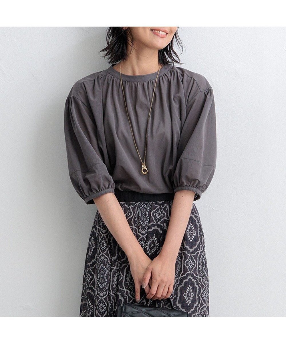 【23区/NIJYUSANKU】の【新色追加/洗える】クリアトリコットジャージー ギャザーデザイン カットソー インテリア・キッズ・メンズ・レディースファッション・服の通販 founy(ファニー) 　ファッション　Fashion　レディースファッション　Fashion for Women　トップス・カットソー　Cut & Sew Tops　シャツ・ブラウス・オフィスカジュアル　Elegant Blouses & Button-Ups　ロングTシャツ・Tシャツ　Longline T-Shirts & Tees　カットソー・ベーシックTシャツ　Cut-and-Sewn Tops / Stretch Tees & Basics　インナー　Innerwear　エアリー　Airy Texture　洗える　Machine Washable　カットソー　Cut and Sewn Top　ギャザー　Gathered, Ruffled　サロペット　Overalls, Salopette　シアー　Sheer, See-Through　ビスチェ　Bustier, Corset Top　A/W・秋冬　Autumn/Winter　おすすめ　Recommended / Our Picks　2024年　2024　2024-2025秋冬・A/W　Autumn/Winter 2024–25 AW24–25　グレー系|ID: prp329100004275586 ipo3291000000036287550