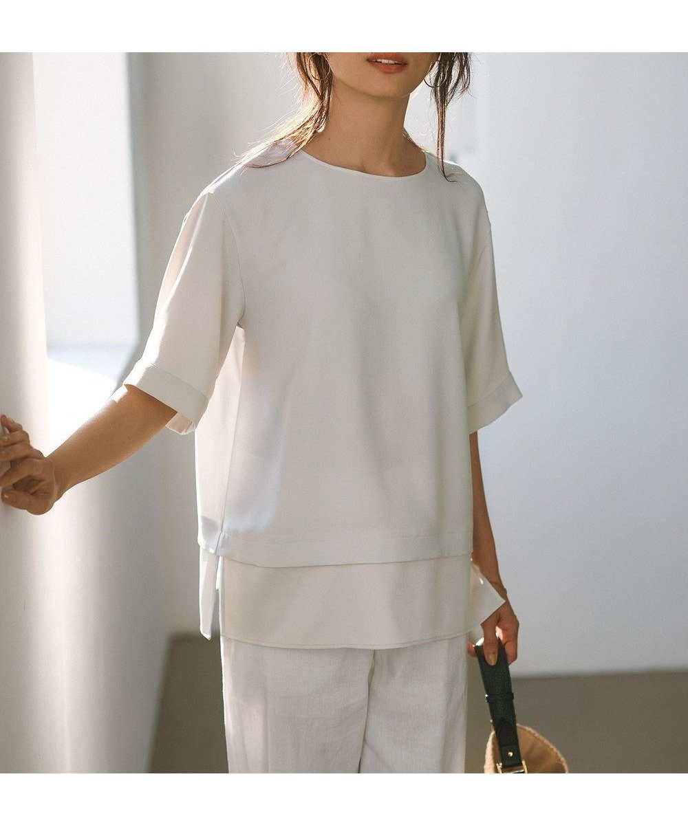 【23区/NIJYUSANKU】の【洗える】ストレッチジョーゼット ラウンドネック カットソー 人気、トレンドファッション・服の通販 founy(ファニー) 　ファッション　Fashion　レディースファッション　WOMEN　トップス・カットソー　Tops/Tshirt　シャツ/ブラウス　Shirts/Blouses　ロング / Tシャツ　T-Shirts　カットソー　Cut and Sewn　エレガント 上品　Elegant　洗える　Washable　カットソー　Cut And Sew　サテン　Satin　シンプル　Simple　ジョーゼット　Georgette　ストレッチ　Stretch　セットアップ　Set Up　ラウンド　Round　ワイド　Wide　A/W・秋冬　Aw・Autumn/Winter・Fw・Fall-Winter　おすすめ　Recommend　2024年　2024　2024-2025秋冬・A/W　Aw/Autumn/Winter/Fw/Fall/2024-2025　 other-1|ID: prp329100004275759 ipo3291000000031968400