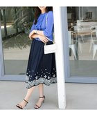 【組曲/KUMIKYOKU】のレースパネルプリント タックフレアスカート ネイビー系|ID: prp329100004275910 ipo3291000000034245295