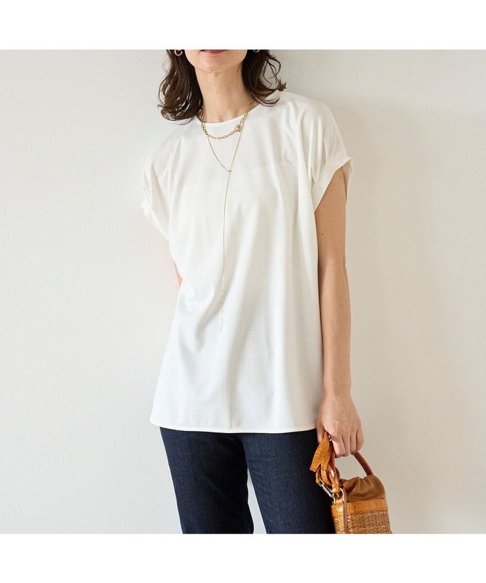 【アンフィーロ 自由区/UNFILO】の【接触冷感/シワになりにくい】BEAUTY FORM タックスリーブTシャツ インテリア・キッズ・メンズ・レディースファッション・服の通販 founy(ファニー) https://founy.com/ ファッション Fashion レディースファッション WOMEN トップス・カットソー Tops/Tshirt シャツ/ブラウス Shirts/Blouses ロング / Tシャツ T-Shirts カットソー Cut and Sewn 春 Spring カットソー Cut And Sew 軽量 Lightweight ストレッチ Stretch スリーブ Sleeve フォルム Form ボトム Bottom 楽ちん Easy S/S・春夏 Ss・Spring/Summer おすすめ Recommend 夏 Summer |ID: prp329100004276277 ipo3291000000031985222