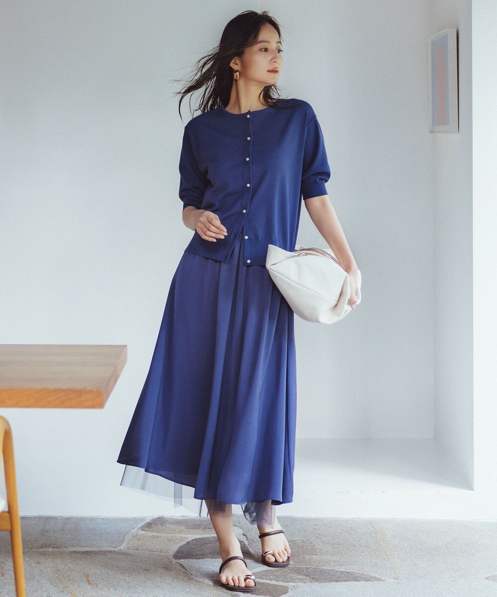 【自由区/JIYU-KU】の【WEB限定・マルチウェイ・洗える】リバーシブルスカートセットアップ ワンピース インテリア・キッズ・メンズ・レディースファッション・服の通販 founy(ファニー) ファッション Fashion レディースファッション Fashion for Women セットアップ Matching Sets スカート・ミニ/ミディ/マキシ Skirts / Mini, Midi & Maxi Skirts カーディガン Cardigan, Knitwear サテン Satin, Glossy Fabric シンプル Simple, Minimal セットアップ Set-Up, Coordinated Outfit チュール Tulip, Tulip Motif ドレープ Drape, Draping Fabric パール Pearl, Pearl Accent ミックス Mix, Mixed Style リバーシブル Reversible, Two-Sided エレガント 上品 Elegant 夏 Summer 春 Spring S/S・春夏 SS, Spring/Summer, Warm Season 洗える Machine Washable ブルー|ID: prp329100004276584 ipo3291000000034556312