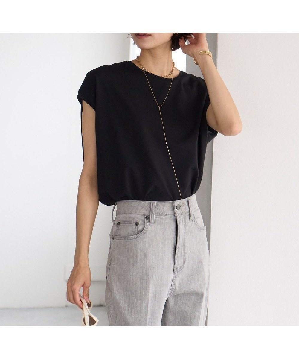 【アンフィーロ 自由区/UNFILO】の【接触冷感/シワになりにくい】BEAUTY FORM フレンチスリーブTシャツ インテリア・キッズ・メンズ・レディースファッション・服の通販 founy(ファニー) 　ファッション　Fashion　レディースファッション　WOMEN　トップス・カットソー　Tops/Tshirt　シャツ/ブラウス　Shirts/Blouses　ロング / Tシャツ　T-Shirts　カットソー　Cut and Sewn　春　Spring　カットソー　Cut And Sew　軽量　Lightweight　ストレッチ　Stretch　スリーブ　Sleeve　フレンチ　French　S/S・春夏　Ss・Spring/Summer　再入荷　Restock/Back In Stock/Re Arrival　おすすめ　Recommend　夏　Summer　エレガント 上品　Elegant　ブラック|ID: prp329100004276621 ipo3291000000031962609