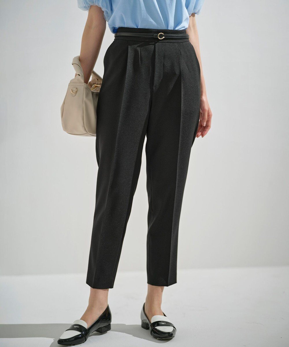 【組曲/KUMIKYOKU】の【美シルエット・ストレッチ・シワになりにくい】オシャクロス テーパードパンツ インテリア・キッズ・メンズ・レディースファッション・服の通販 founy(ファニー) 　ファッション　Fashion　レディースファッション　Fashion for Women　パンツ　Pants & Trousers　オックス　Oxford Fabric　春　Spring　キュロット　Culottes, Wide Shorts　ストレッチ　Stretch, Stretchy Fabric　スマート　Smart, Elegant　フィット　Fit, Slim Fit　ランダム　Random, Irregular　リラックス　Relax, Relaxed Fit　S/S・春夏　SS, Spring/Summer, Warm Season　夏　Summer　セレモニー　Ceremony　ビジネス 仕事 通勤　Business / Work / Commuting　ブラック系|ID: prp329100004276709 ipo3291000000035634027