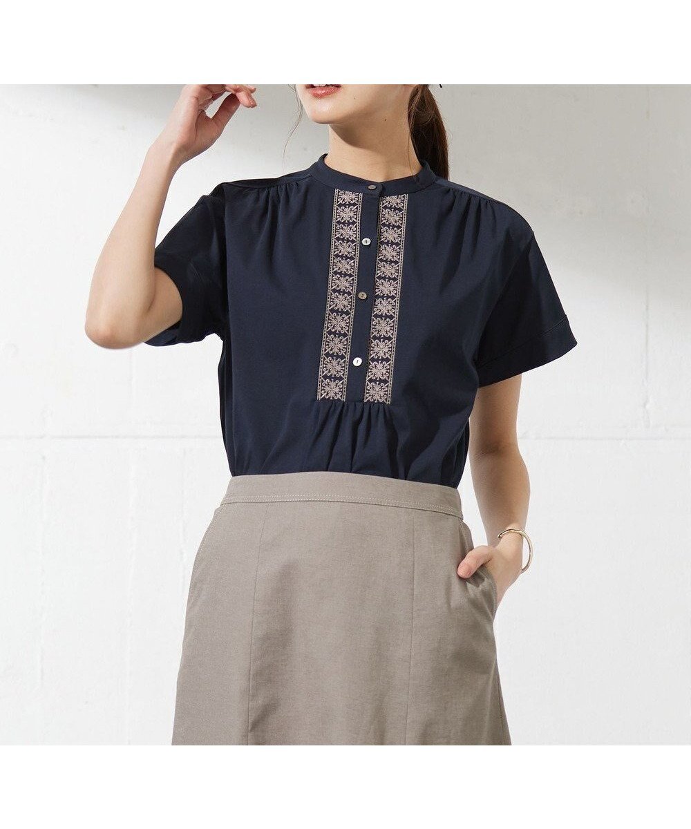 【ジェイ プレス/J.PRESS】のエンブロイダリージャージー カットソー インテリア・キッズ・メンズ・レディースファッション・服の通販 founy(ファニー) ファッション Fashion レディースファッション Fashion for Women トップス・カットソー Cut & Sew Tops シャツ・ブラウス・オフィスカジュアル Elegant Blouses & Button-Ups ロングTシャツ・Tシャツ Longline T-Shirts & Tees カットソー・ベーシックTシャツ Cut-and-Sewn Tops / Stretch Tees & Basics カットソー Cut and Sewn Top バランス Balance, Style Balance ベーシック Basic, Essential エレガント 上品 Elegant 夏 Summer 春 Spring S/S・春夏 SS, Spring/Summer, Warm Season ネイビー系|ID: prp329100004276819 ipo3291000000034251638