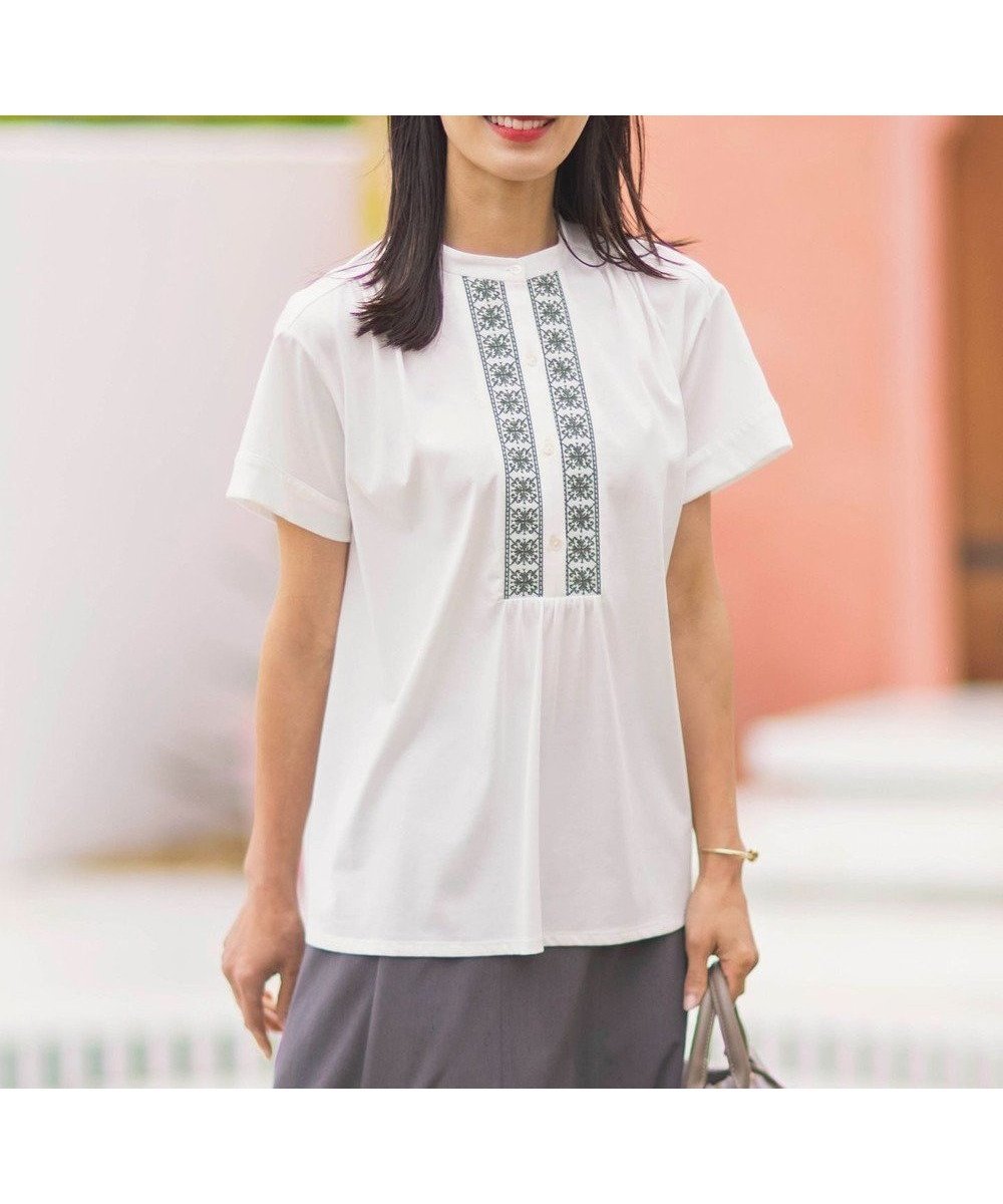 【ジェイ プレス/J.PRESS】のエンブロイダリージャージー カットソー インテリア・キッズ・メンズ・レディースファッション・服の通販 founy(ファニー) ファッション Fashion レディースファッション Fashion for Women トップス・カットソー Cut & Sew Tops シャツ・ブラウス・オフィスカジュアル Elegant Blouses & Button-Ups ロングTシャツ・Tシャツ Longline T-Shirts & Tees カットソー・ベーシックTシャツ Cut-and-Sewn Tops / Stretch Tees & Basics カットソー Cut and Sewn Top バランス Balance, Style Balance ベーシック Basic, Essential エレガント 上品 Elegant 夏 Summer 春 Spring S/S・春夏 SS, Spring/Summer, Warm Season ホワイト系|ID: prp329100004276819 ipo3291000000034251642